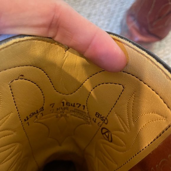 Vintage Acme Cowboy Boots Red Brown Cowgirl Western Point 8.5 Oxblood Leather - Picture 5 of 7